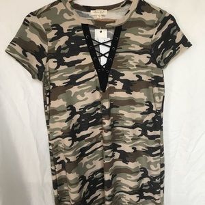 camo dress crosses in front